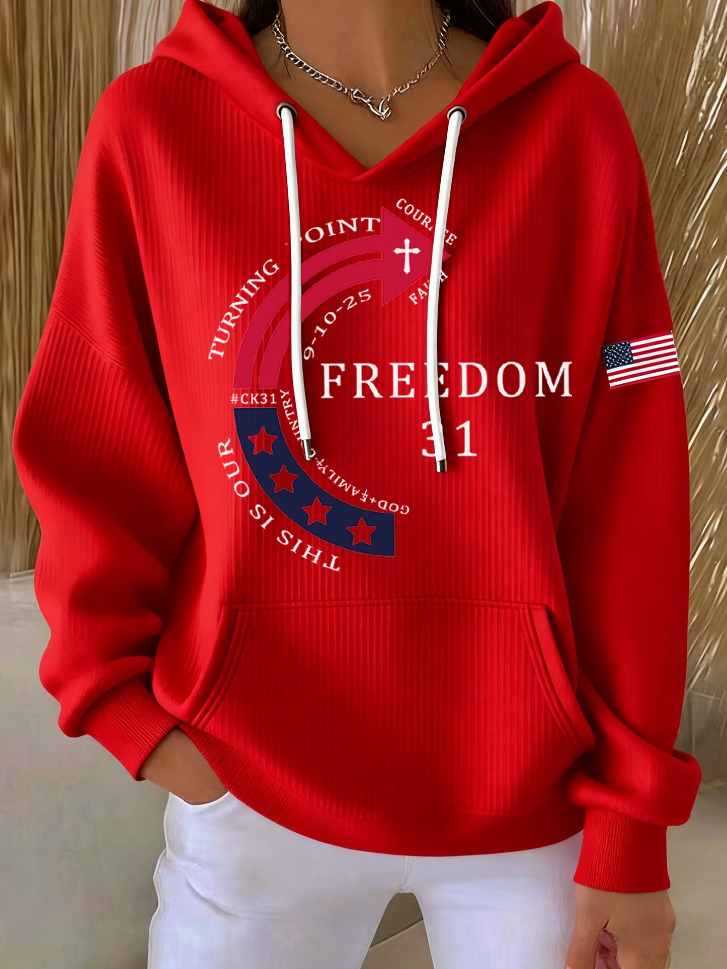 Women's This Is Our God Family Country Freedom 31 Printed Hoodie