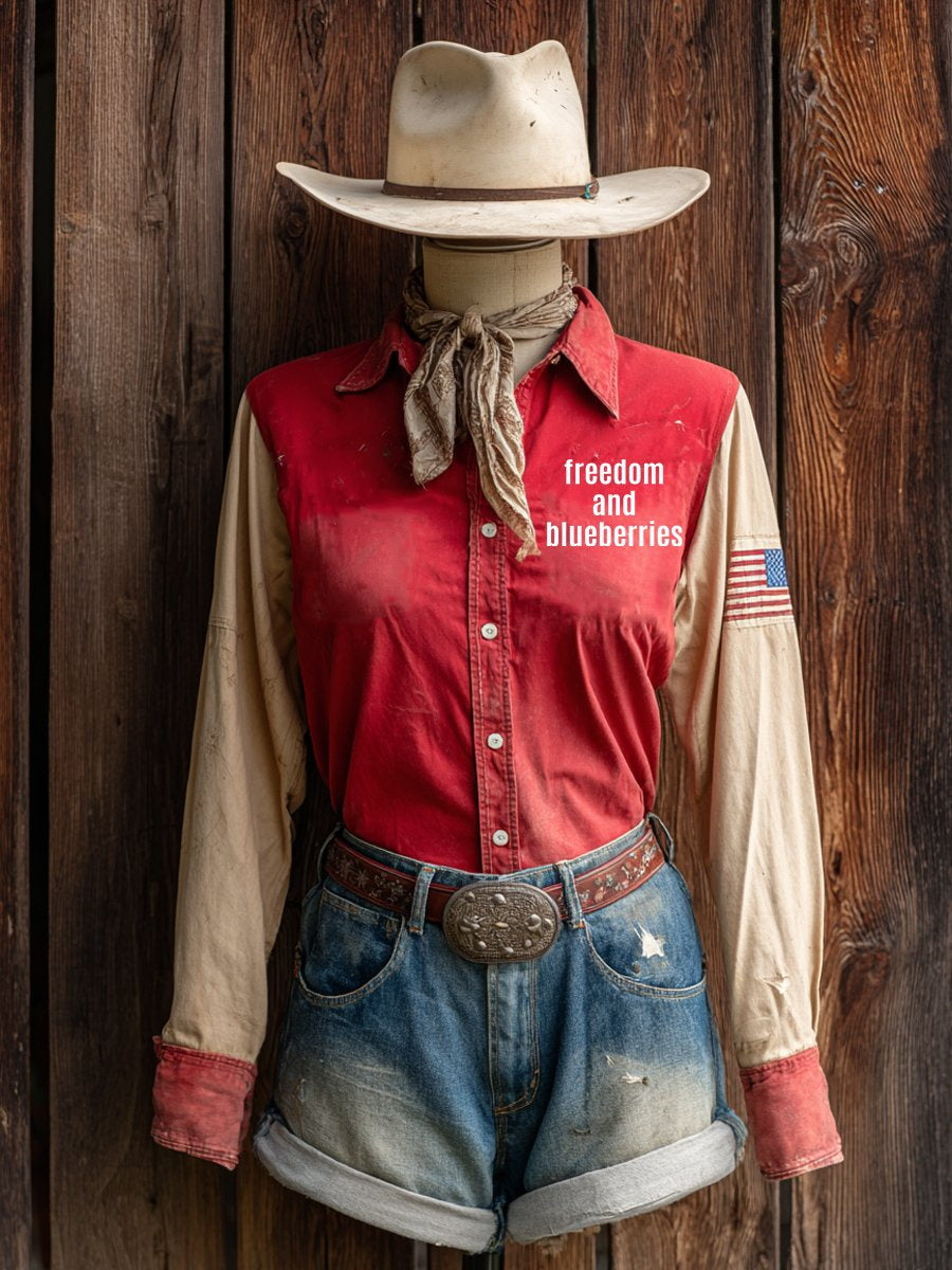 Women’s fashion western freedom and blueberries shirts