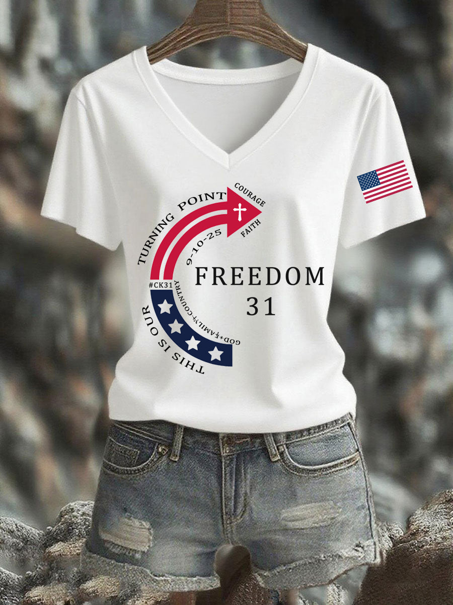 Women's This Is Our God Family Country Freedom 31 Printed T-shirt