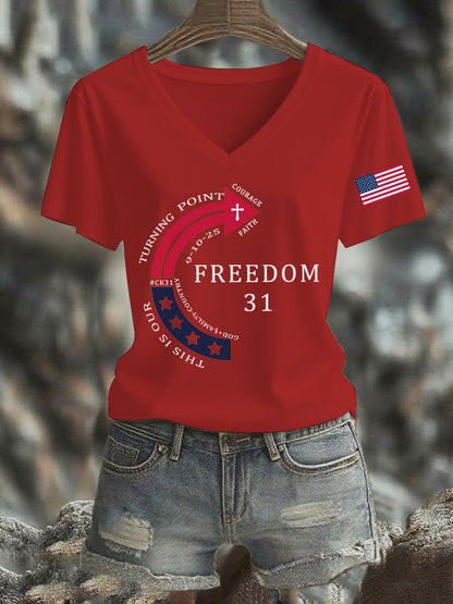 Women's This Is Our God Family Country Freedom 31 Printed T-shirt