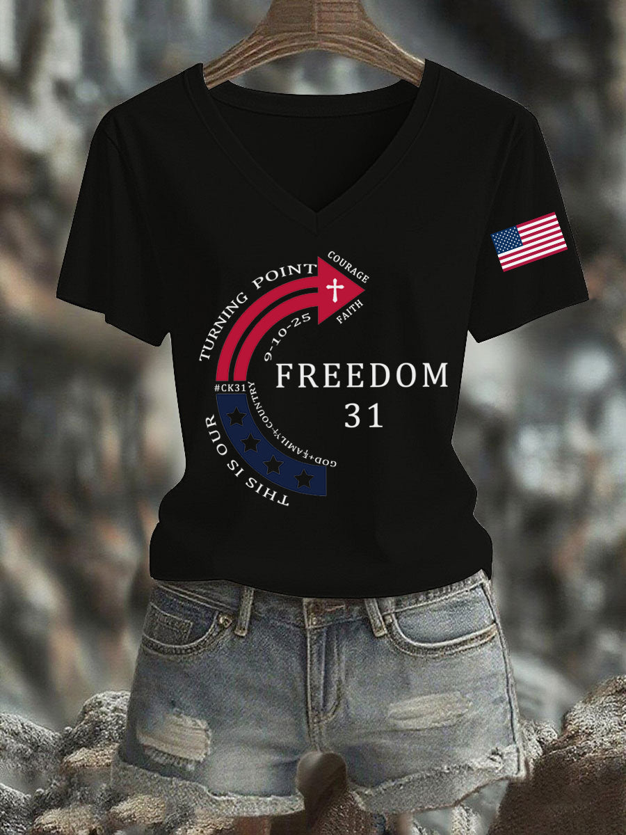 Women's This Is Our God Family Country Freedom 31 Printed T-shirt
