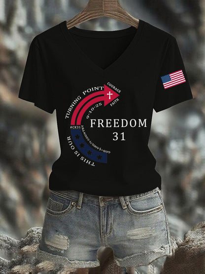 Women's This Is Our God Family Country Freedom 31 Printed T-shirt