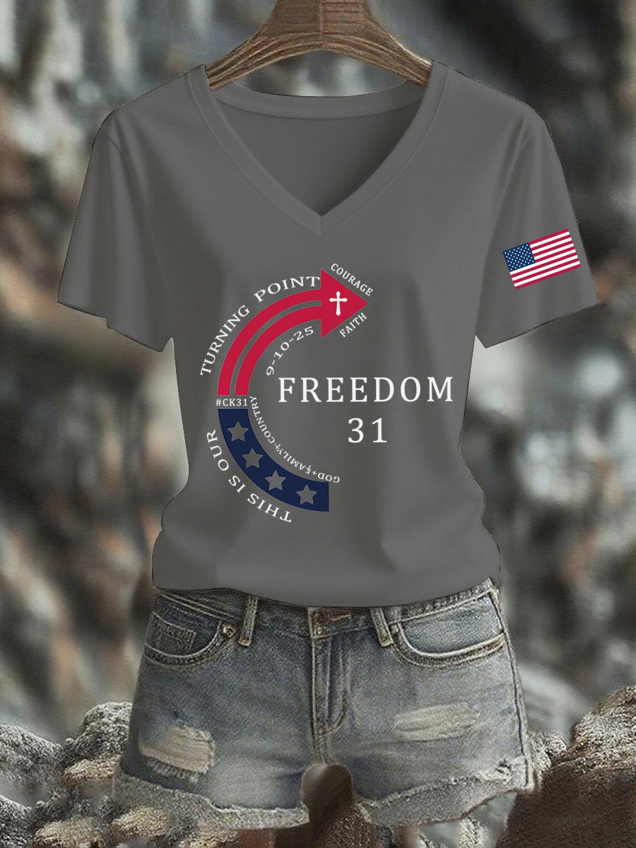Women's This Is Our God Family Country Freedom 31 Printed T-shirt