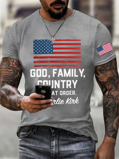 Men's God Family Country In That Order Printed T-shirt