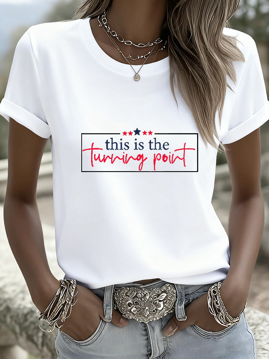 Women's Retro Print Turning Point Commemorative T-Shirt