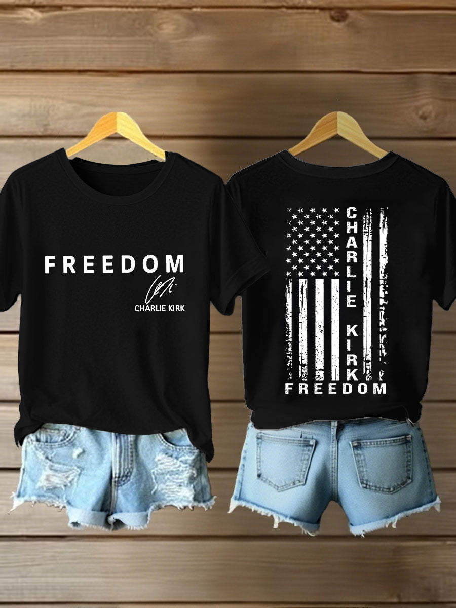 Women's Freedom Is Not Free This is the Turning Point R.I.P Charlie Kirk Print Short Sleeve T-Shirt
