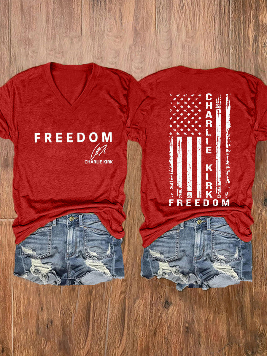 Women's Freedom Is Not Free This is the Turning Point R.I.P Charlie Kirk Print Short Sleeve T-Shirt