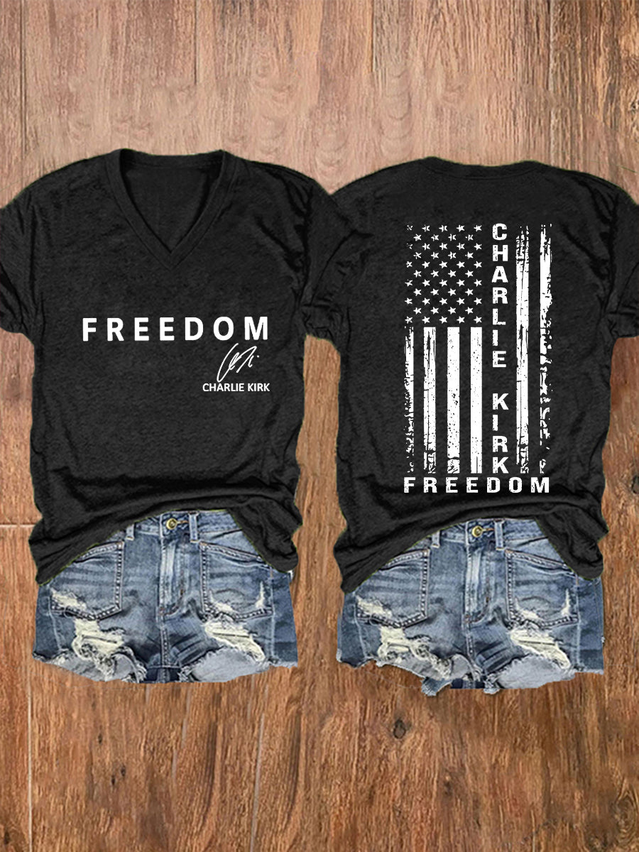 Women's Freedom Is Not Free This is the Turning Point R.I.P Charlie Kirk Print Short Sleeve T-Shirt
