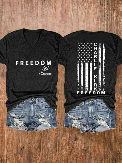 Women's Freedom Is Not Free This is the Turning Point R.I.P Charlie Kirk Print Short Sleeve T-Shirt