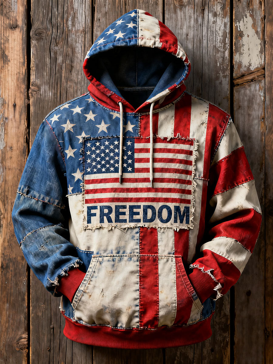 Men's Freedom Printed Casual Hoodie