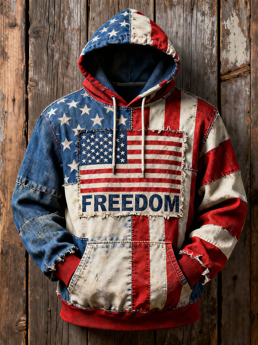 Men's Freedom Printed Casual Hoodie