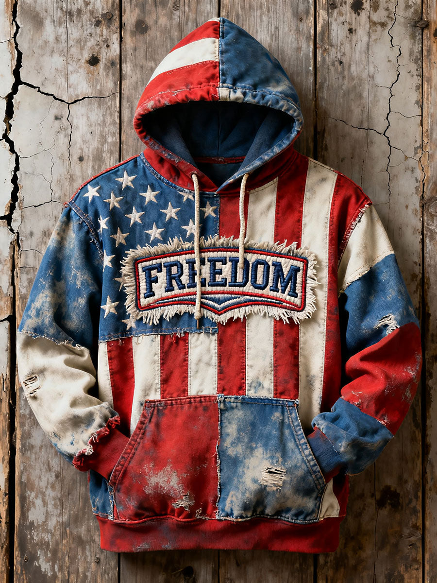 Men's Freedom Printed Casual Hoodie
