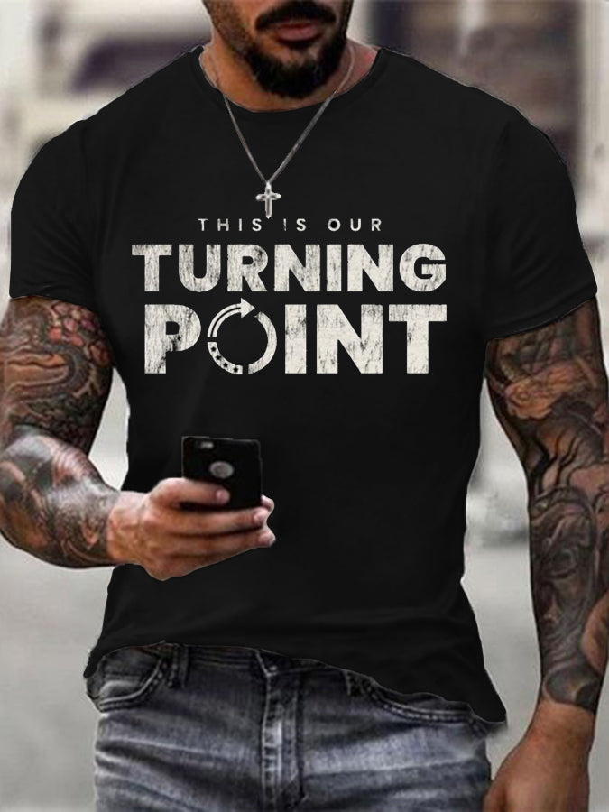 Men's Charlie Kirk THIS IS OUR TURNING POINT Commemorative Cotton Short-Sleeved T-Shirt