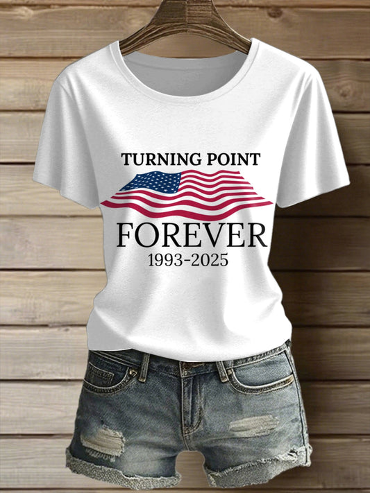 Women's Charlie Kirk Printed Vintage Fashion Loose Short Sleeve T-Shirt