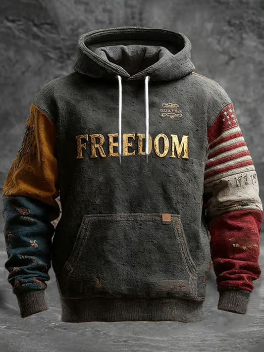Men's Freedom Printed Casual Hoodie