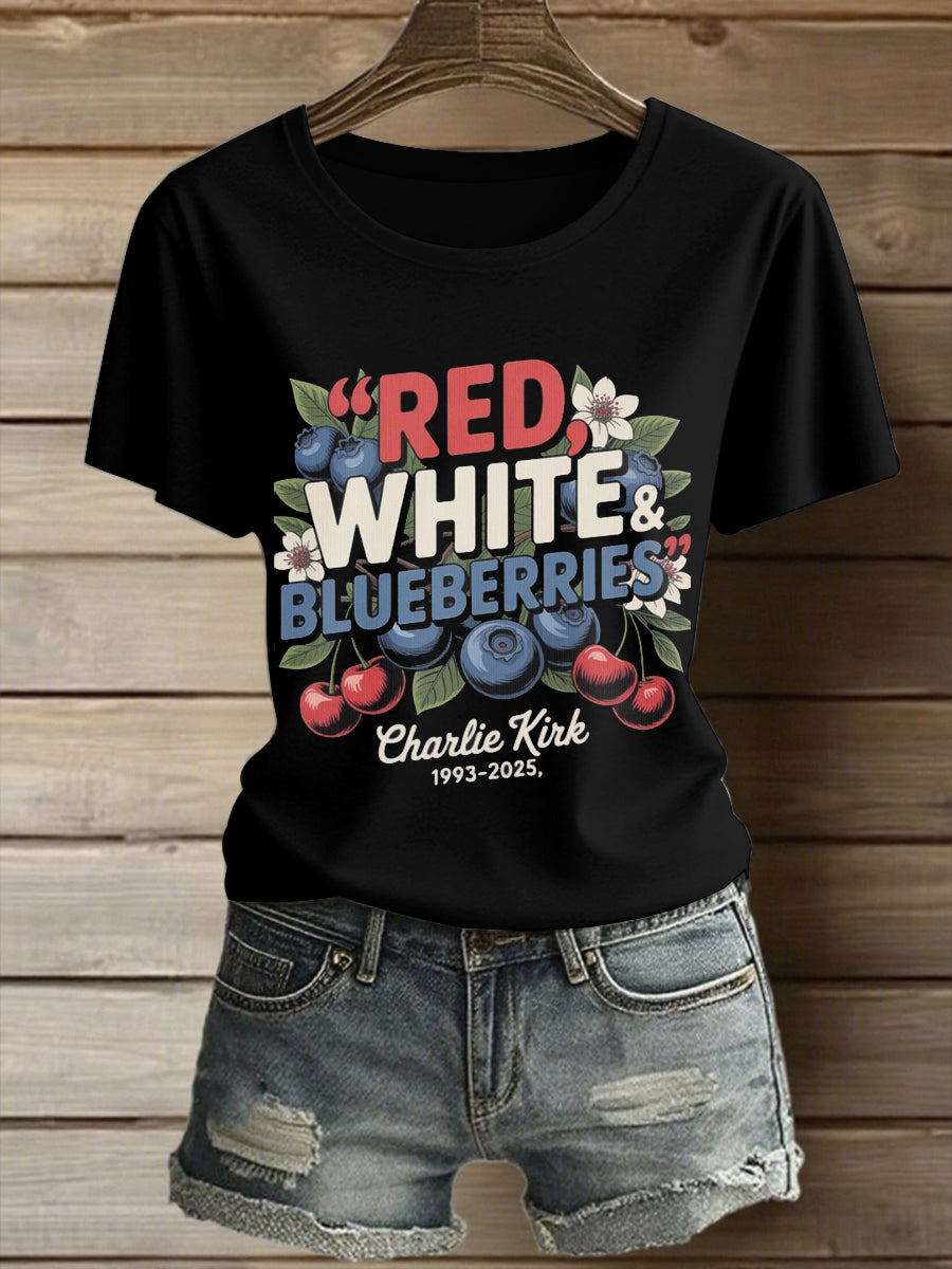 Women's Charlie Kirk Printed Vintage Fashion Loose Short Sleeve T-Shirt