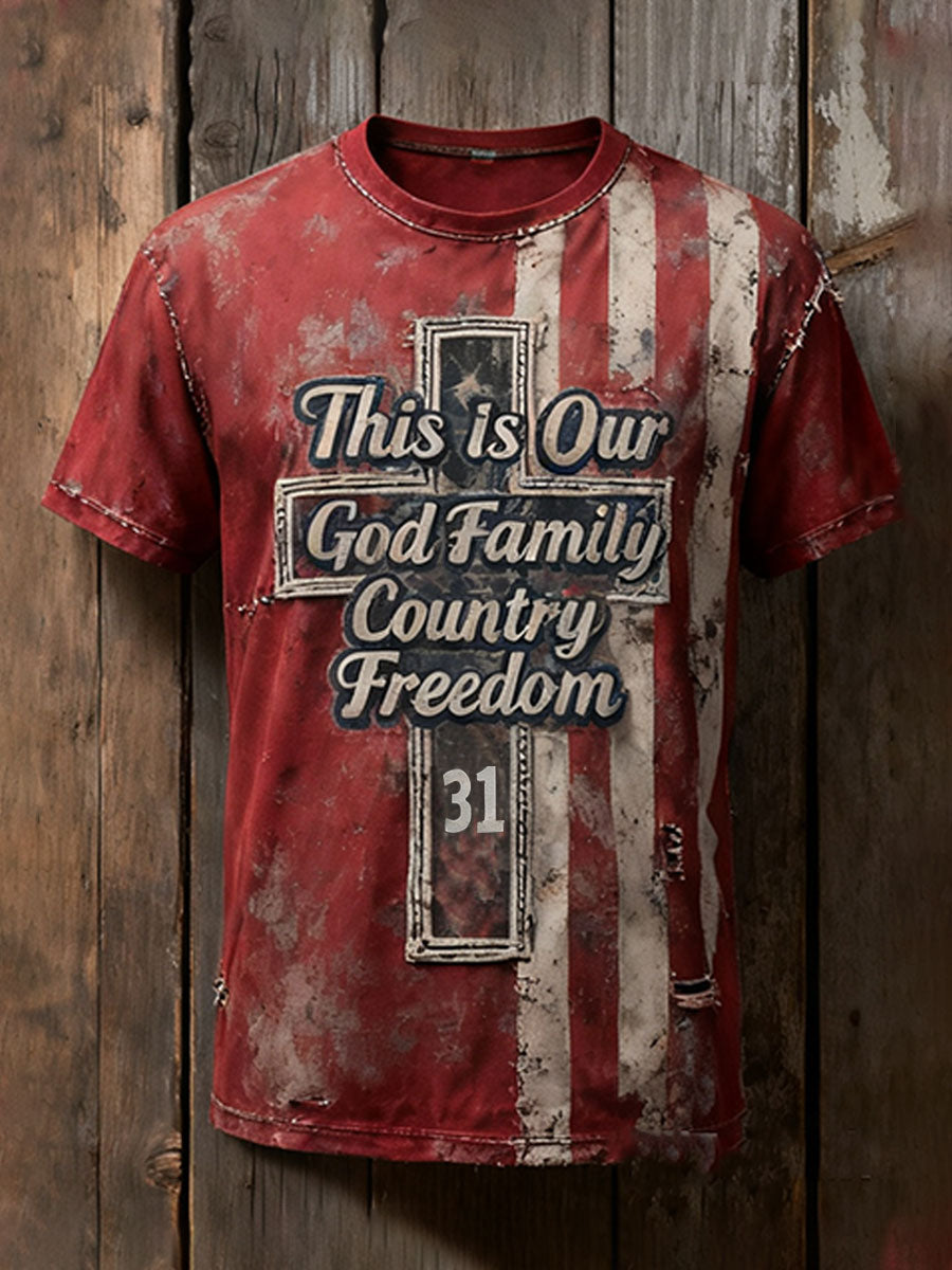 Men's This Is Our God Family Country Freedom 31 Short Sleeves T-shirt
