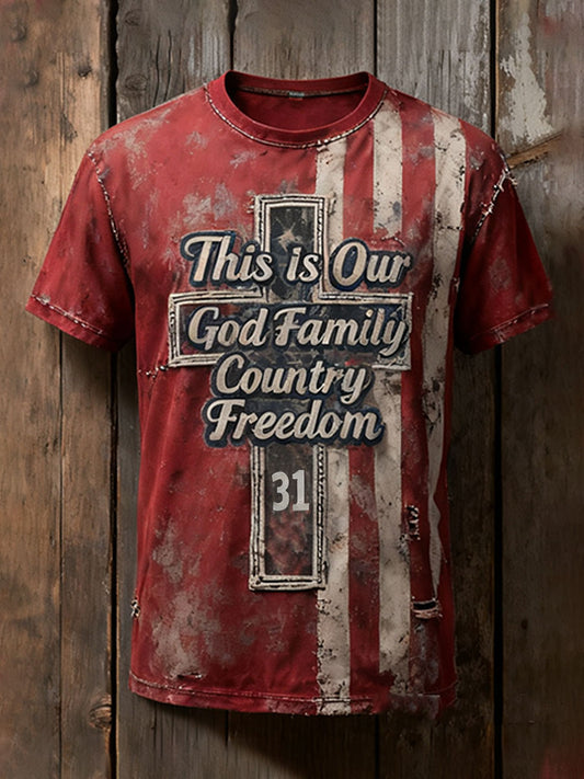 Men's This Is Our God Family Country Freedom 31 Short Sleeves T-shirt