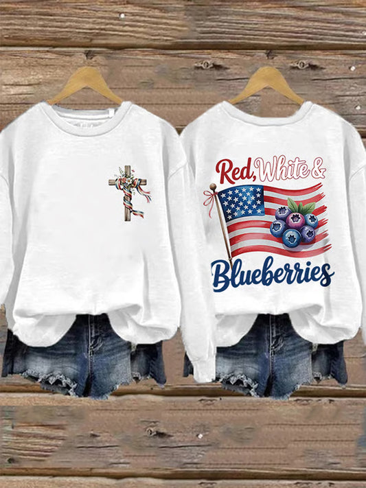 Women's "Freedom Isn't Free" American Flag Print Casual Sweatshirt