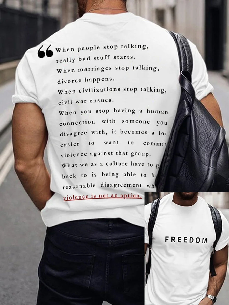 Men's Vintage Charlie Kirk American Flag Print Commemorative T-Shirt