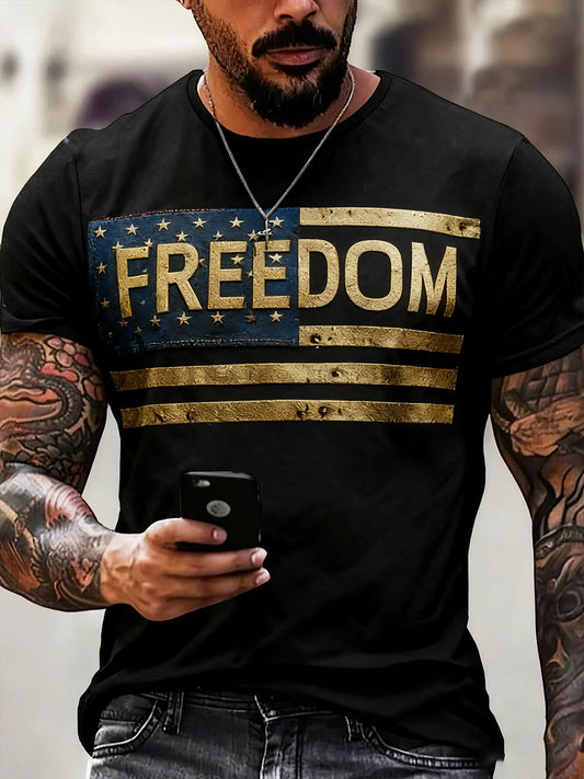 Men's Vintage Charlie Kirk American Flag Print Commemorative T-Shirt