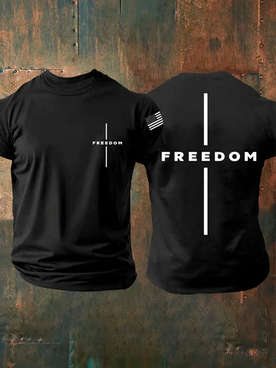 Men's Vintage Charlie Kirk American Flag Print Commemorative T-Shirt