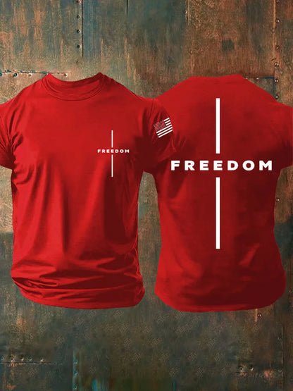 Men's Vintage Charlie Kirk American Flag Print Commemorative T-Shirt