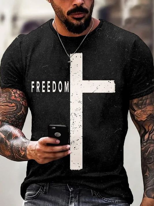 Men's Vintage Charlie Kirk American Flag Print Commemorative T-Shirt