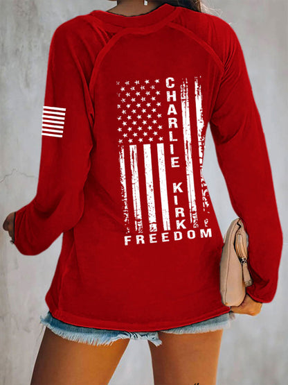 Women's Freedom Is Not Free R.I.P Charlie Kirk Long Sleeve V-Neck T-Shirt