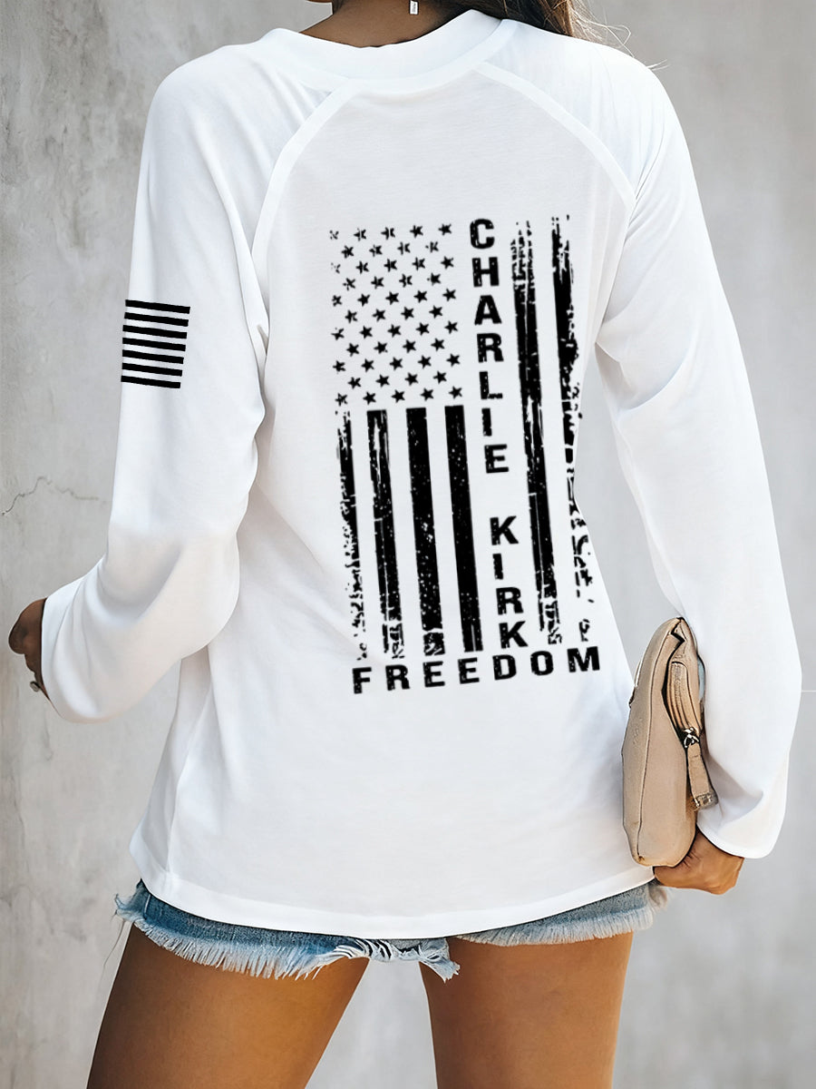 Women's Freedom Is Not Free R.I.P Charlie Kirk Long Sleeve V-Neck T-Shirt