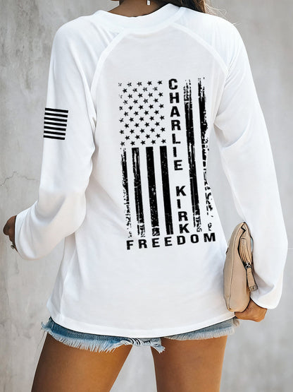 Women's Freedom Is Not Free R.I.P Charlie Kirk Long Sleeve V-Neck T-Shirt