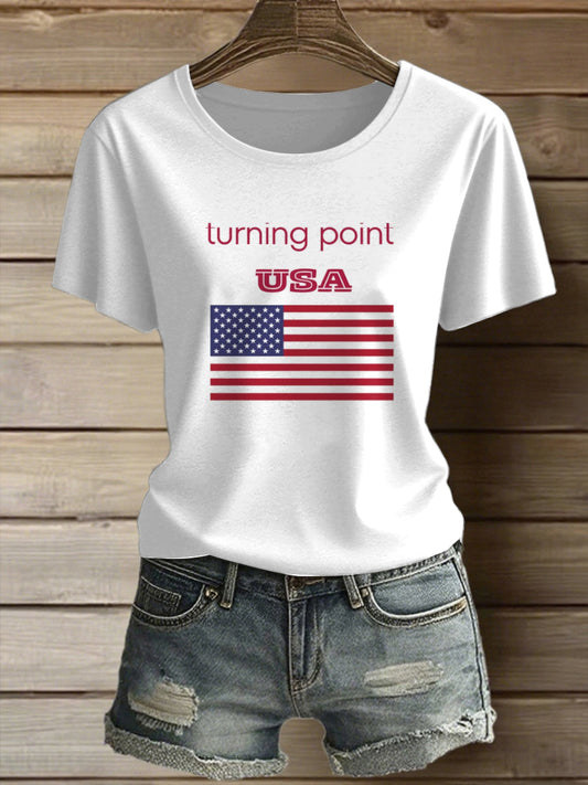 Women's Turning Point Printed Vintage Fashion Loose Short Sleeve T-Shirt