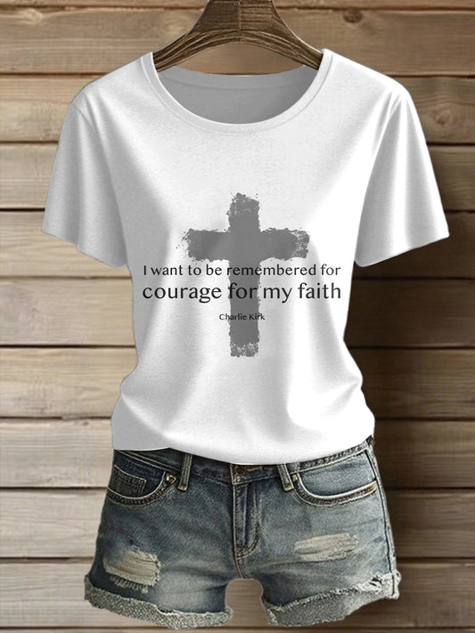 Women's Charlie Kirk Printed Vintage Fashion Loose Short Sleeve T-Shirt