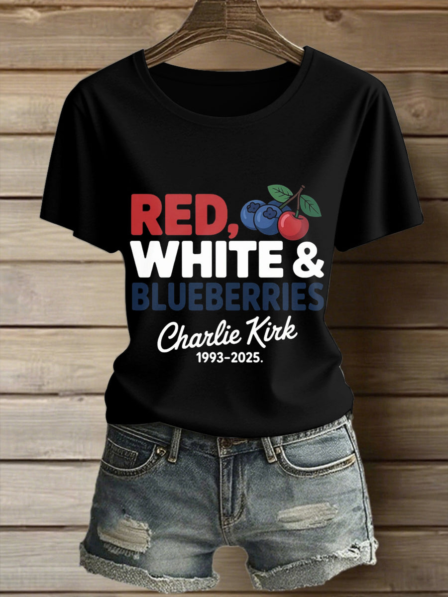 Women's Charlie Kirk Printed Vintage Fashion Loose Short Sleeve T-Shirt