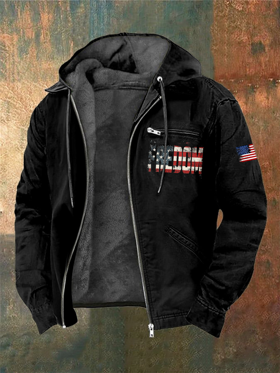 Men's Charlie Kirk Freedom Printed Long Sleeved Hooded Jacket