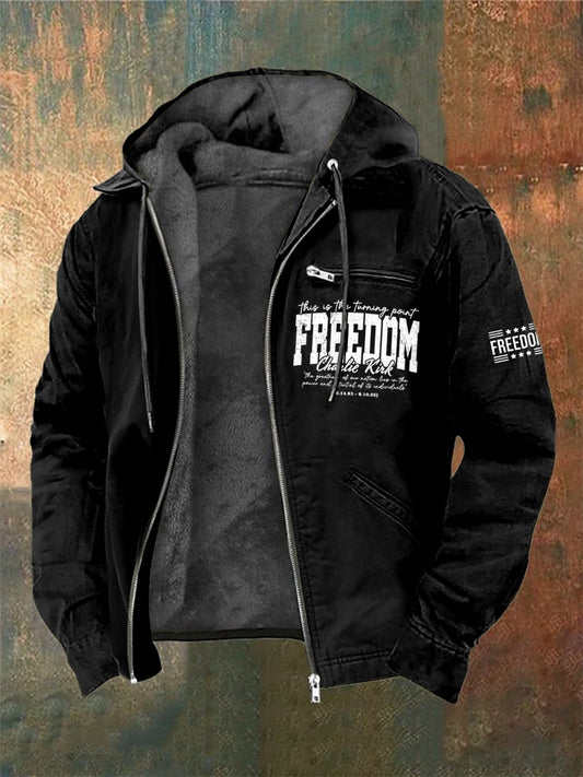 Men's Charlie Kirk Freedom Printed Long Sleeved Hooded Jacket