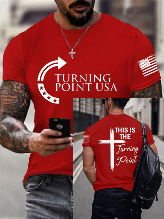 Men's Charlie Kirk Turning Point USA Trump Commemorative Cotton Short-Sleeved T-Shirt