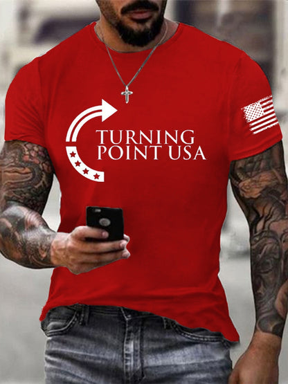 Men's Charlie Kirk Turning Point USA Trump Commemorative Cotton Short-Sleeved T-Shirt