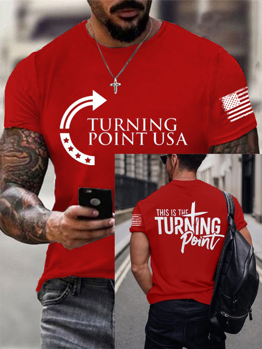 Men's Charlie Kirk Turning Point USA Trump Commemorative Cotton Short-Sleeved T-Shirt