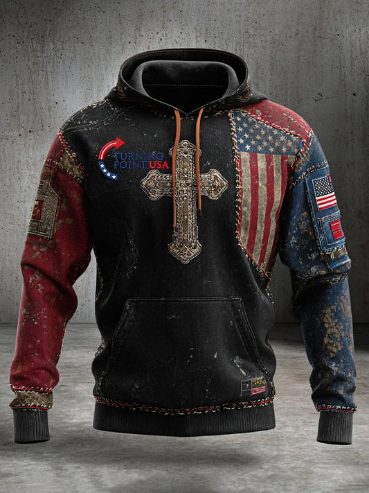 Men's "Freedom Isn't Free" American Flag Print Casual Long Sleeve Sweatshirt