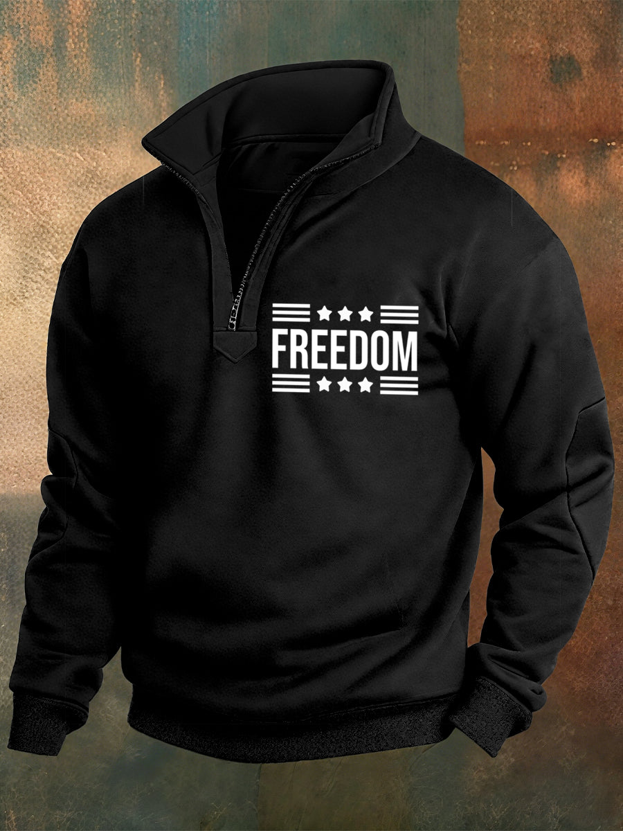 Men's Charlie Kirk Freedom Printed Casual Zipper Sweater