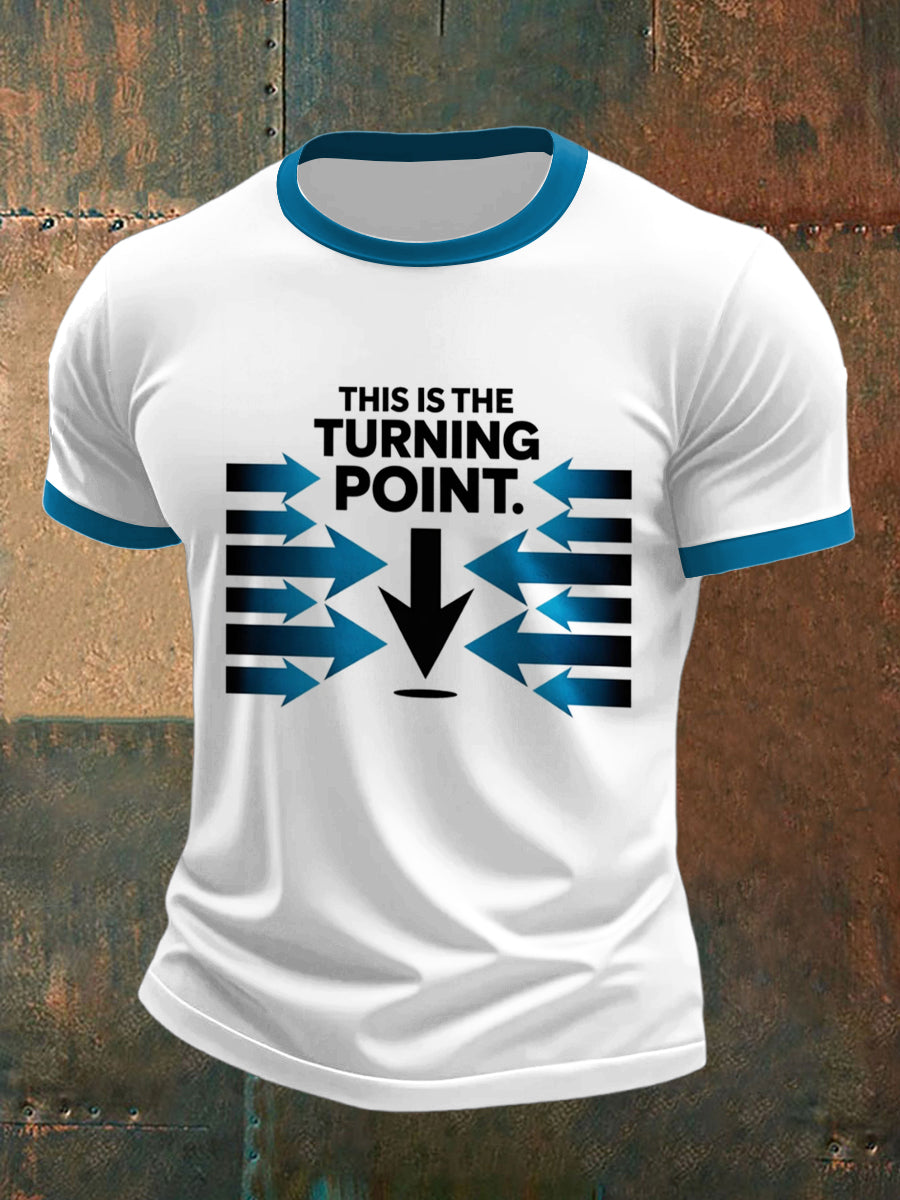 Men's Turning Point Printed Vintage Fashion Loose Short Sleeve T-Shirt