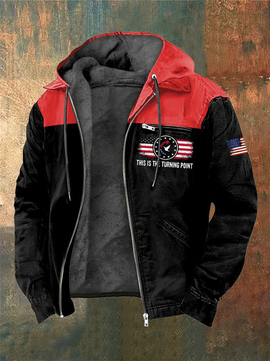 Men's Charlie Kirk Printed Long Sleeved Hooded Jacket