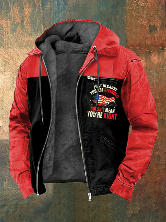 Men's Charlie Kirk Printed Long Sleeved Hooded Jacket