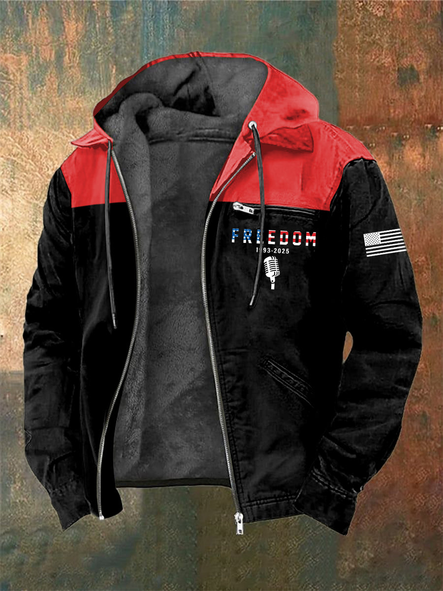 Men's Charlie Kirk Freedom Printed Long Sleeved Hooded Jacket