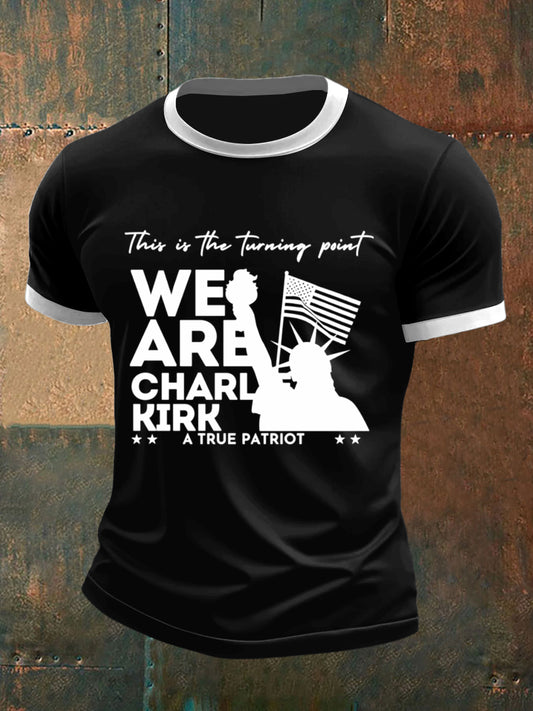 Men's Charlie Kirk Printed Vintage Fashion Loose Short Sleeve T-Shirt