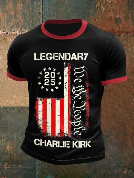 Men's Charlie Kirk Printed Vintage Fashion Loose Short Sleeve T-Shirt
