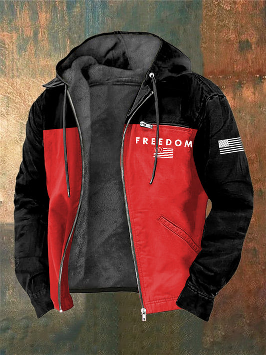 Men's Charlie Kirk Freedom Printed Long Sleeved Hooded Jacket