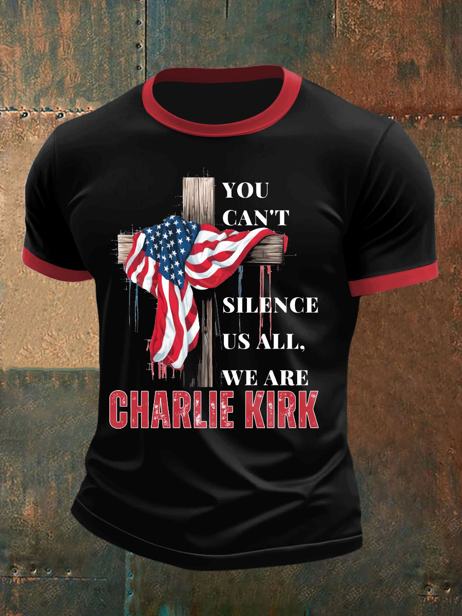 Men's Charlie Kirk Printed Vintage Fashion Loose Short Sleeve T-Shirt