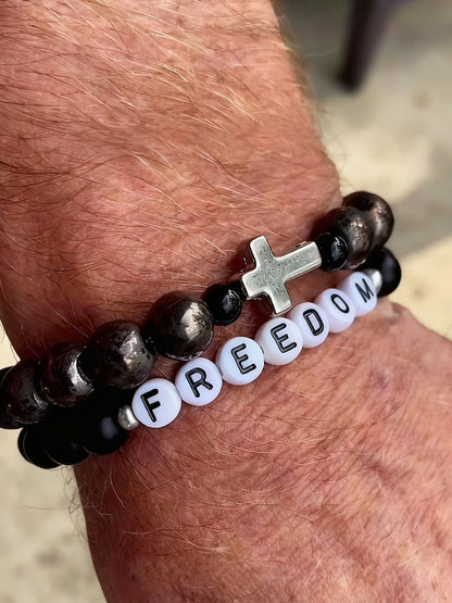 Cross & Freedom Beaded Bracelet